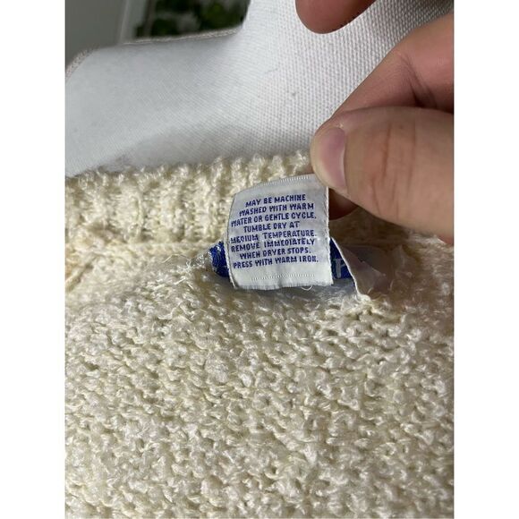 Vintage Tanner Cream Open Front Wool Knitted Cardigan Sweater Size Medium - Picture 5 of 5